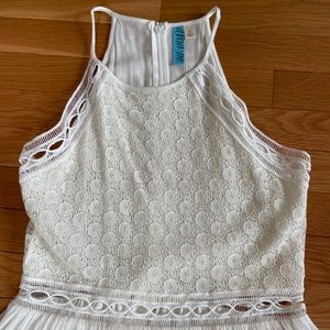 White Halter Skater Dress